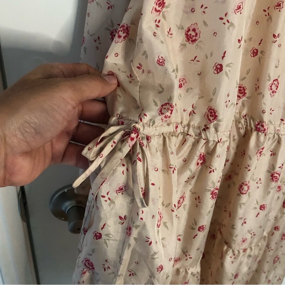 Rebecca Taylor Ditsy Prairie Floral 100% Silk Midi Dress Sz 6 Summer peasant - Picture 8 of 14